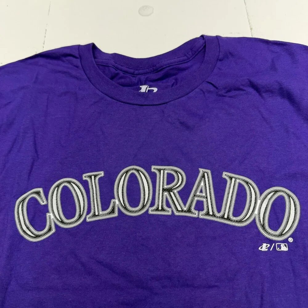 Colorado Rockies Shirt Mens Large Purple MLB Baseball LogoAthletic Graphic Tee